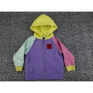 Teddy Fresh Zip Up Hoodie Toddler 3T Multicolor Colorblock Raglan Logo Patch